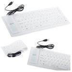 Tanka vodoodporna USB silikonska tipkovnica – zložljiva 35cm bela