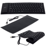 Tanka vodoodporna USB silikonska tipkovnica – zložljiva 35cm črna