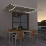 vidaXL Avtomatska tenda LED + senzor 400x350 cm krem