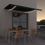 vidaXL Avtomatska tenda LED + senzor 450x350 cm antracitna