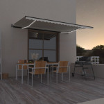 vidaXL Avtomatska tenda LED + senzor 500x350 cm krem