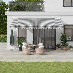 vidaXL Avtomatsko zložljiva tenda z LED antracit in bela 500x350 cm