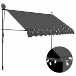 vidaXL Ročno zložljiva tenda z LED lučkami 250 cm antracitna