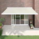 vidaXL Zložljiva tenda krem 4x3 m blago in aluminij
