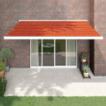vidaXL Zložljiva tenda oranžna in rjava 4,5x3 m blago in aluminij