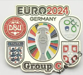 Badge football EURO 2024 Group C - Denmark, England, Serbia, Slovinia.