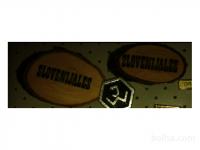 Komplet dveh starinskih lesenih značk SLOVENIJALES, naprodaj