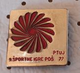 Značka 9. športne igre poštarjev Slovenije Ptuj 1977