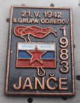 Značka NOB II. grupa odredov 21.4.1942 Janče 1983