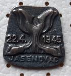 Značka NOB Jasenovac spomenik 22.4.1945