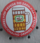 Značka Pils 200 grenko pivo Talis Maribor rdeča