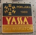 Značka YASSA maraton Pokljuka 1989 smučarski tek 35x35mm