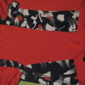 Nosečniška majica s 3-cetrt rokavi-rdeča z vzorcem, vel.M