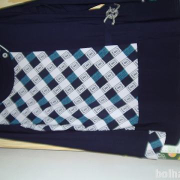 Nosečniška majica-temnomodra z vzorci, vel.L-XL