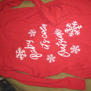 Nosečniška majica-temnordeča s snežinkami, zimski motiv, vel M