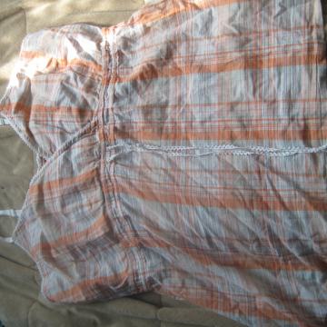 Nosečniška poletna tunika z naramnicami-oranžna, karirasta, vel.46