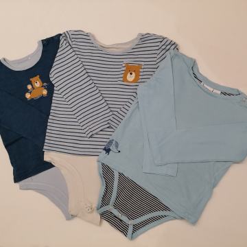 Komplet 3 bodijev z majico z dolgimi rokavi, vel. 98-104