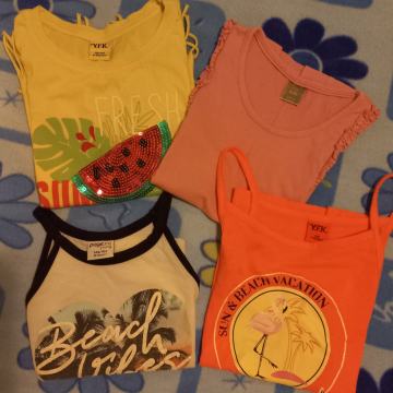 Dekliške majice brez rokavov št.128-134 Komplet 4x