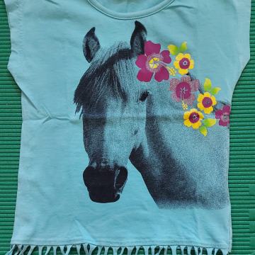 Majica/majčka dekliška brez rokavov, konjiček, št. 98/104