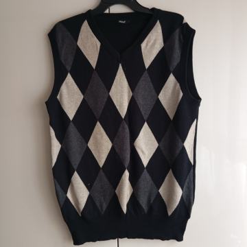 ČRN KARO FINO PLETEN BREZROKAVNIK M