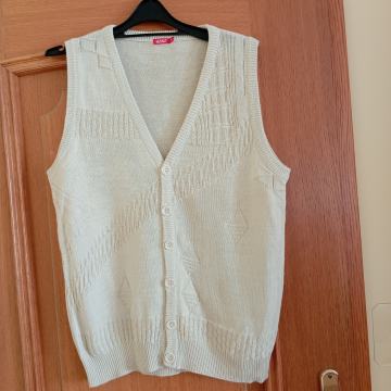 Smetanasto bel pleten brezrokavnik  48/50