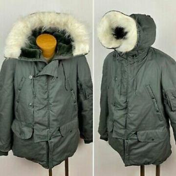 Original ALPHA N-3B PARKA BOMBER - EXTREME COLD Vintage 90s BEL KOŽUH