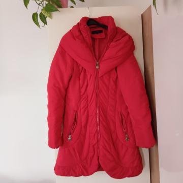 Nova dolga rdeča topla bunda 40