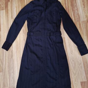 Črna dolga srajčna obleka S