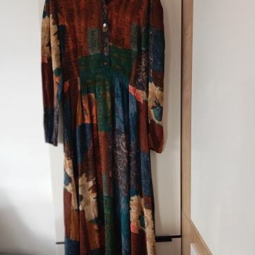 N.O.V.A. MAXI VINTAGE PISANA VISKOZNA OBLEKA 42