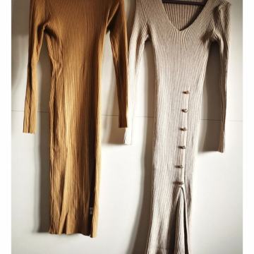 pletena obleka 2x, midi dolžina, viskoza, m do XL