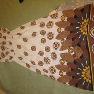 Poletna dolga obleka-bela z rjavimi vzorci, vel.S