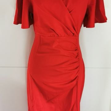 rdeča elegantna midi dolga obleka, M