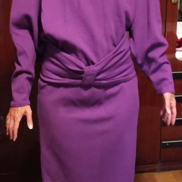 Vijolična vintage obleka rebrasti jersey št.38