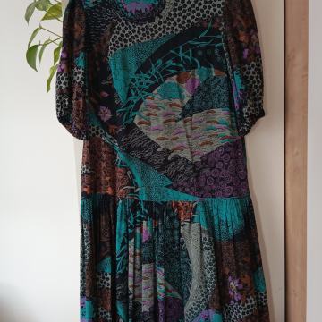 VTG ČRNO PISANA UNIKATNA BOMBAŽNA OBLEKA 40/42