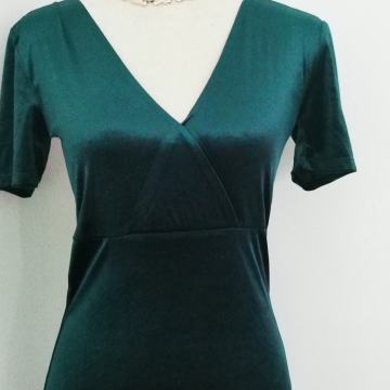Zara, smaragdno zelana žametna obleka, M