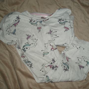 Dekliška pižama s samorogci, bombazna, vel.122