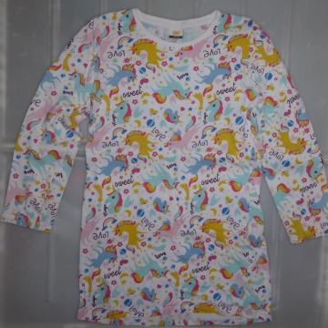 Dekliška spalna srajca z dolgimi rokavi konjički št. 122/128, 6-9 let