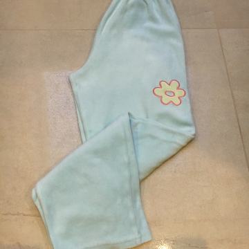 Topla PIŽAMA - pijama spodnji del, svetlo modre z rožico, vel. 10/XS