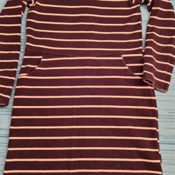 Dekliška temno modra oblekica z belimi črtami št.122/128 H&M