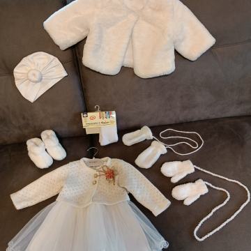 Bela jakna,copati,copateki,termo hlačne nogavice,kapa,rokavice (krst)