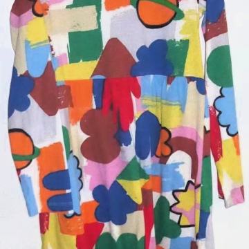 H&M 134/140 pisana dekliška obleka z dolgimi rokavi, 8-10 let, nova