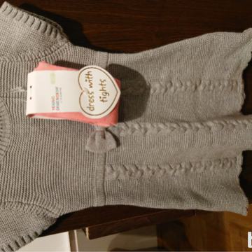 Pletena obleka + štramplčki št.80 NOVA!