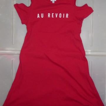 Rdeča dekliška obleka kratki rokavi OVS 134/140/146, 7-10 let