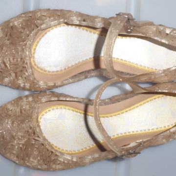 Dekliški udobni "zlati stekleni" čeveljčki, mehki, št. 30/31