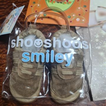 Shoo Shoos Smileys prvi čeveljčki zgoraj usnje spodaj silikon bež