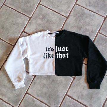 Belo-črn crop top FB SISTER, št. S