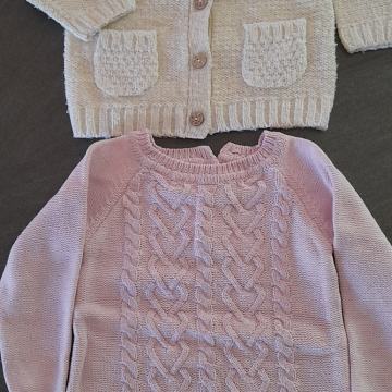 Pulover - tunika roza st. 80 in jopica st. 74