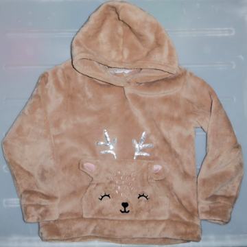 Topel pliš kapucar, bleščice jelenček H&M št. 122/128, 6-8 let