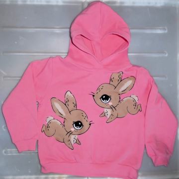 Topel roza dekliški kapucar H&M zajčka št. 122 / 128, 6-8 let