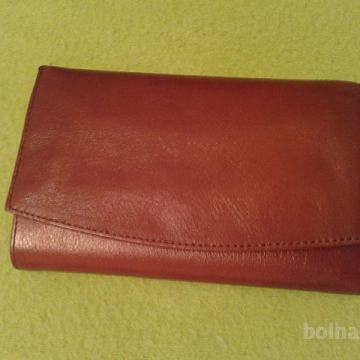 Rjava usnjena ženska denarnica, 3 delna, nova